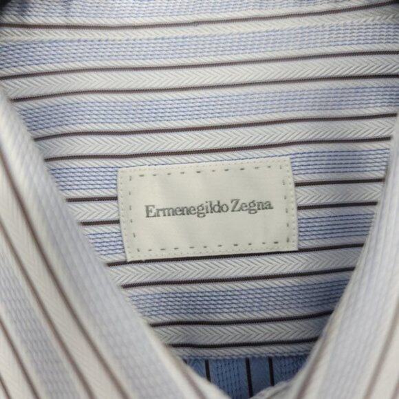 Eremenegildo Zegna Regular Fit Striped Button Down Dress Shirt Size 39/15.5 - Picture 2 of 6